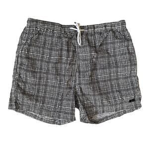Solid & Striped Men's Swim Trunks in Black & White Grid Print Size Large